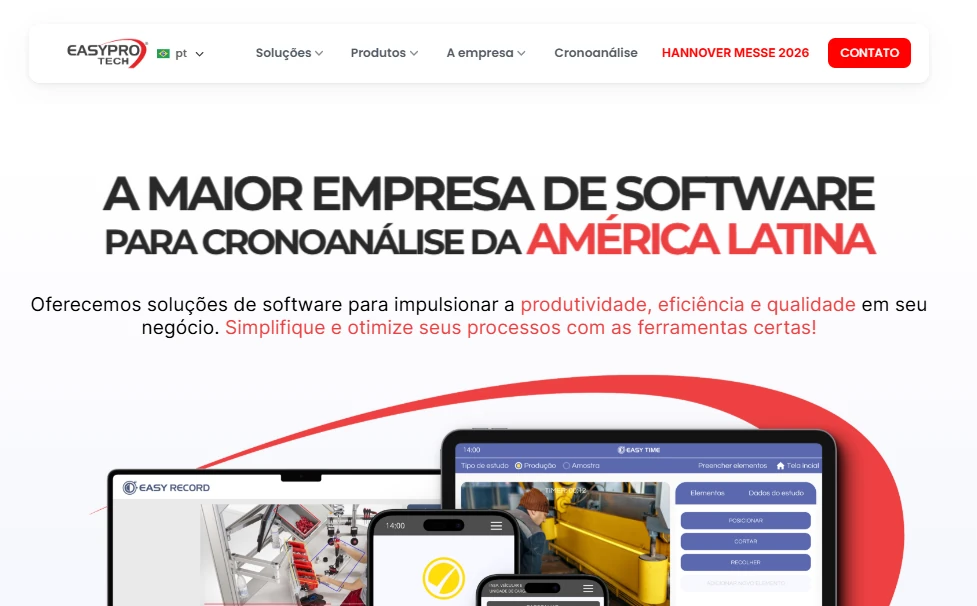 Página inicial do site da EasyPro