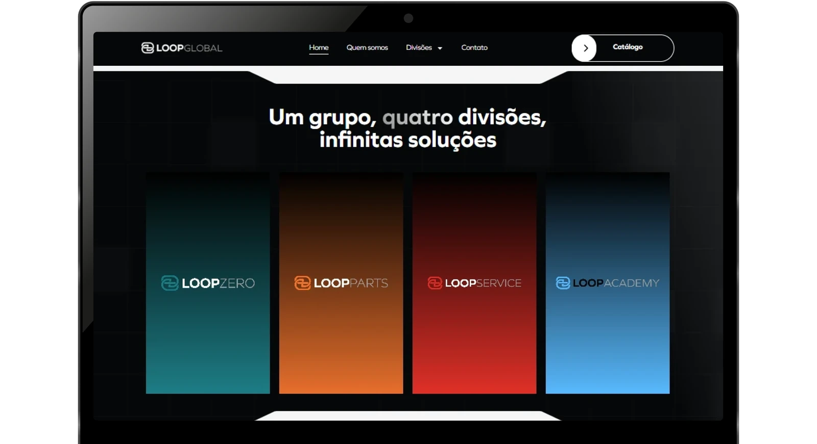 Página inicial do novo site da LoopGlobal